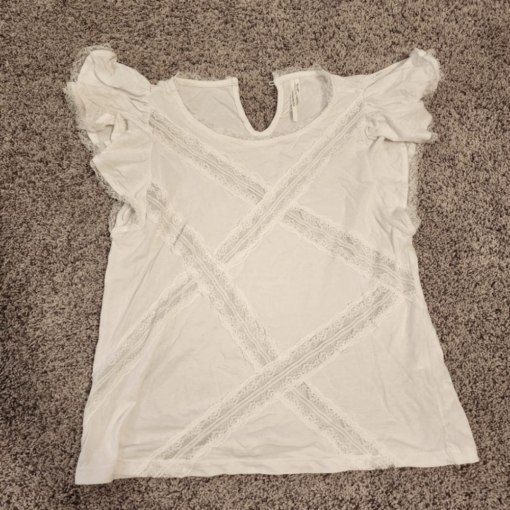 By Anthropologie Spliced Lace Tee